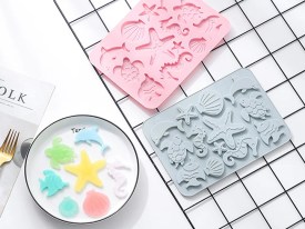 Molde silicona 13 figuras marinas planas